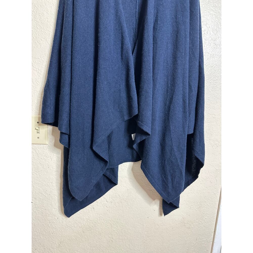 johnnie-O Louisa Wool Cashmere Draped Wrap Poncho Cardigan One Size Navy - Picture 6 of 9